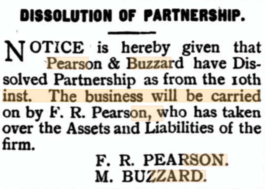 Dissolution of partnership with Pearson